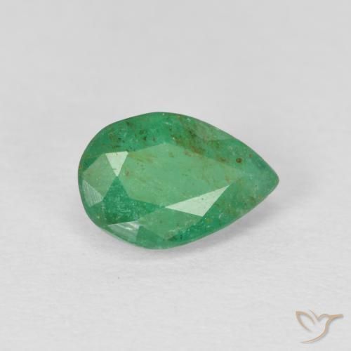 Esmeralda Verde medio natural de 0.73 ct, En forma de pera, SI