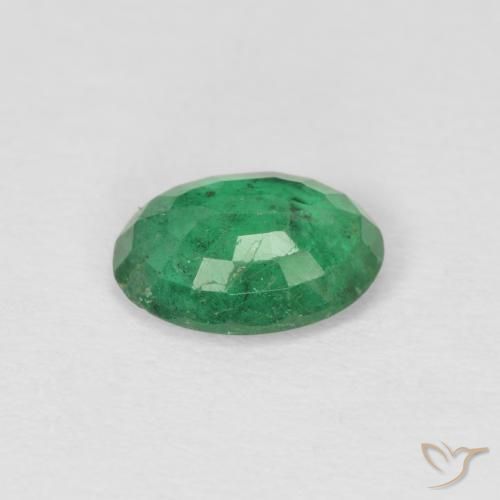 Esmeralda Verde cálido natural de 0.60 ct, Ovalada, SI