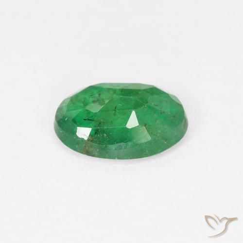 Esmeralda Verde amarillento natural de 0.62 ct, Ovalada, SI
