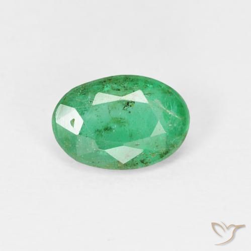 0.66ct Natural Verde claro Esmeralda, Ovalada, SI