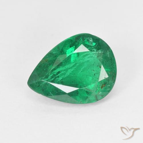 Esmeralda Verde oscuro natural de 1.70 ct, En forma de pera, VS