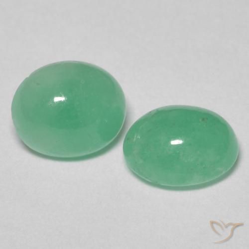 Gemas de Esmeralda Verde claro natural de 1.25 ct, Ovalada, Translúcido