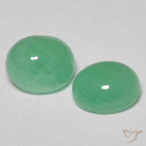 Gemas de Esmeralda Verde pistacho natural de 1.64 ct, Ovalada, Translúcido