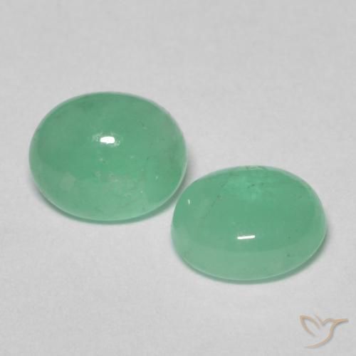 Gemas de Esmeralda Verde claro natural de 1.15 ct, Ovalada, Translúcido