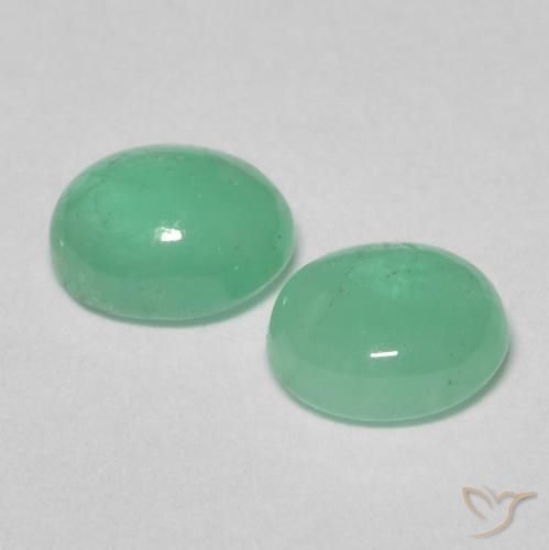 Gemas de Esmeralda Verde claro natural de 1.15 ct, Ovalada, Translúcido