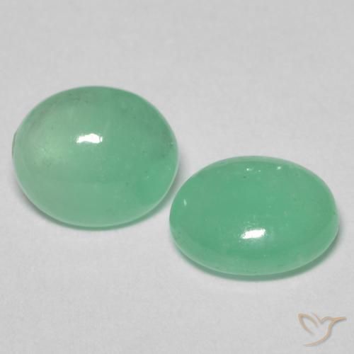 Gemas de Esmeralda Verde claro natural de 1.35 ct, Ovalada, Translúcido