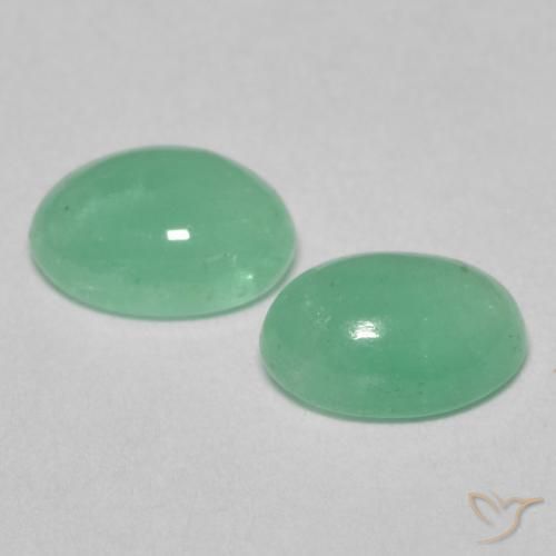 Gemas de Esmeralda Verde pistacho natural de 0.95 ct, Ovalada, Translúcido