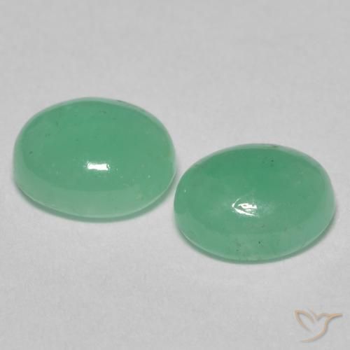 Gemas de Esmeralda Verde claro natural de 1.52 ct, Ovalada, Translúcido