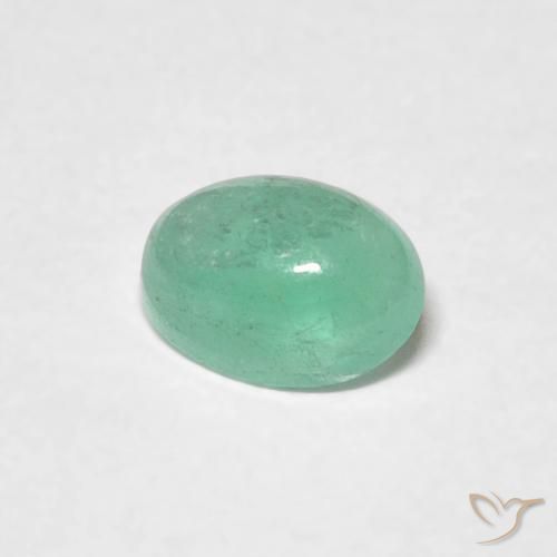 Esmeralda Verde helecho natural de 0.48 ct, Ovalada, Translúcido