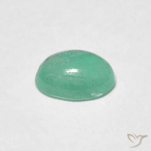 Esmeralda Verde helecho natural de 0.48 ct, Ovalada, Translúcido