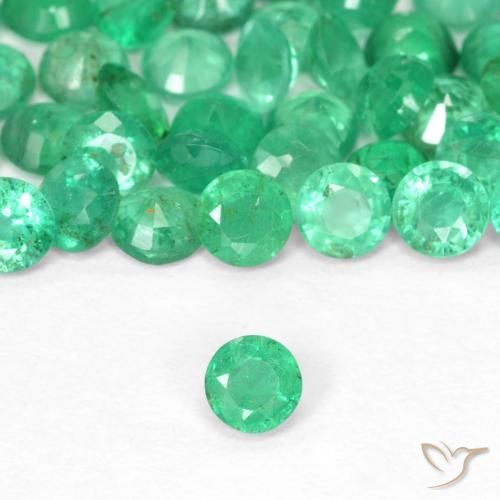 0.12ct Natural Verde brillante Esmeralda, Redondo, SI