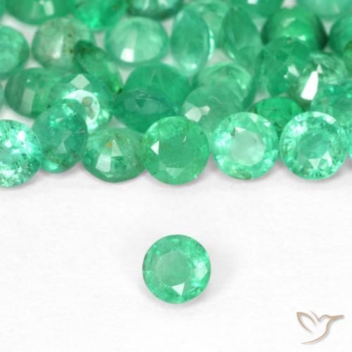 Esmeralda Verde brillante natural de 0.12 ct, Redondo, SI