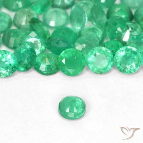 Esmeralda Verde brillante natural de 0.12 ct, Redondo, SI