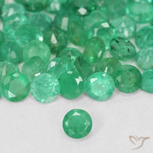 0.14ct Natural Verde claro Esmeralda, Redondo, SI