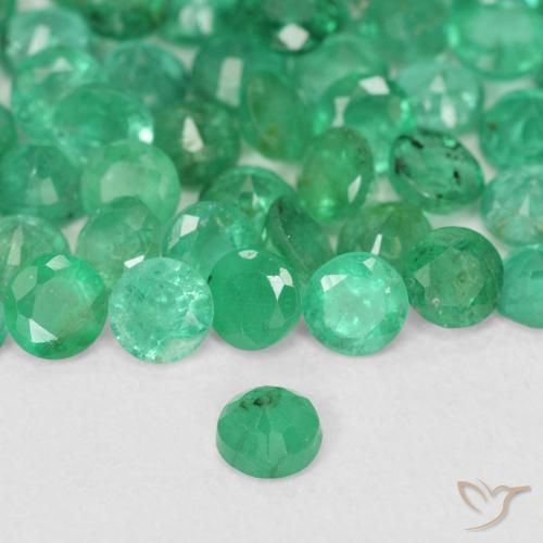 Esmeralda Verde claro natural de 0.14 ct, Redondo, SI