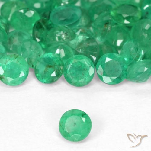 Esmeralda Verde brillante natural de 0.17 ct, Redondo, SI
