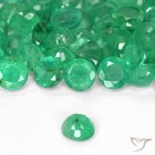 Esmeralda Verde brillante natural de 0.17 ct, Redondo, SI