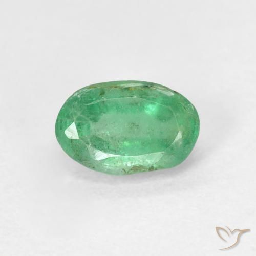 0.55ct Natural Verde azul Esmeralda, Ovalada, SI