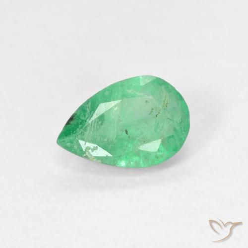 0.40ct Natural Verde medio Esmeralda, En forma de pera, SI, Photo A