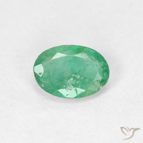 0.42ct Natural Verde medio Esmeralda, Ovalada, SI