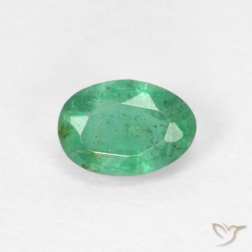 0.53ct Natural Verde azul Esmeralda, Ovalada, SI