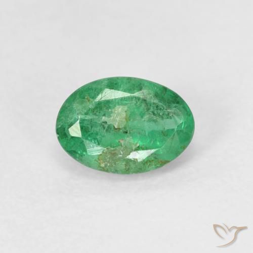 0.57ct Natural Verde trébol Esmeralda, Ovalada, SI