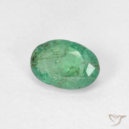 Esmeralda Verde frío natural de 0.51 ct, Ovalada, SI