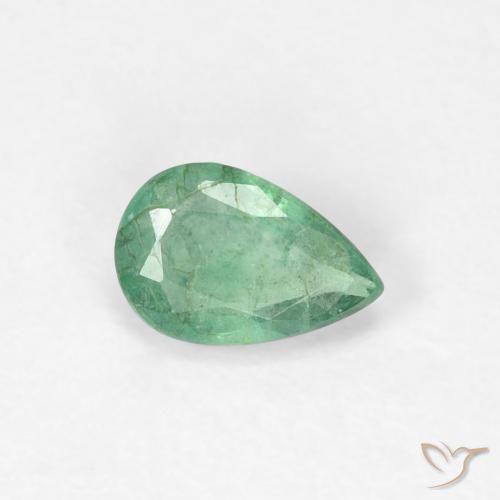 Esmeralda Verde frío claro natural de 0.37 ct, En forma de pera, SI