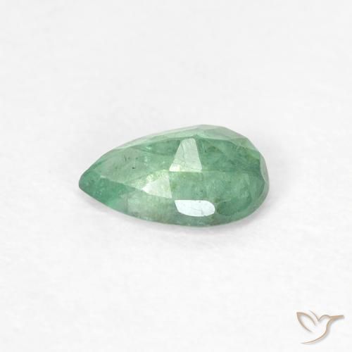 Esmeralda Verde frío claro natural de 0.37 ct, En forma de pera, SI