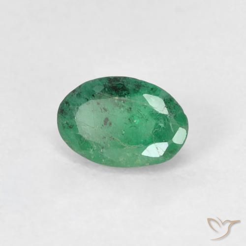Esmeralda Verde claro medio natural de 0.48 ct, Ovalada, SI