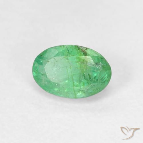 Esmeralda Verde trébol claro natural de 0.50 ct, Ovalada, SI