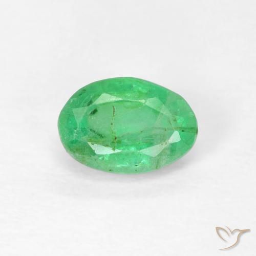 0.57ct Natural Verde amarillento Esmeralda, Ovalada, SI