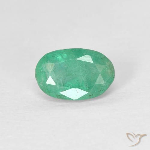 0.52ct Natural Verde claro Esmeralda, Ovalada, SI
