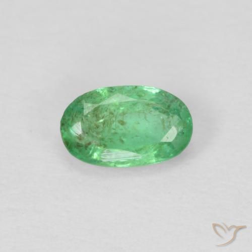 0.21ct Natural Verde amarillento pálido Esmeralda, Ovalada, VS-SI