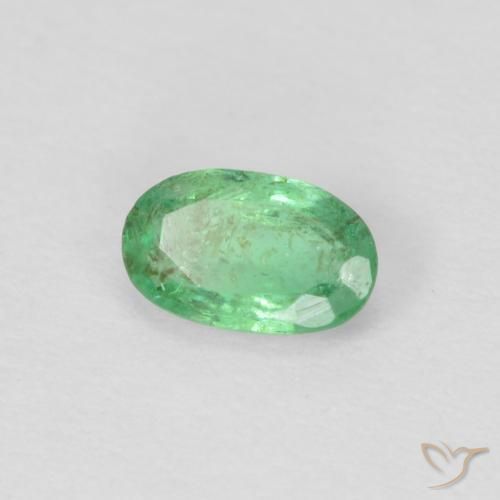 Esmeralda Verde amarillento pálido natural de 0.21 ct, Ovalada, VS-SI