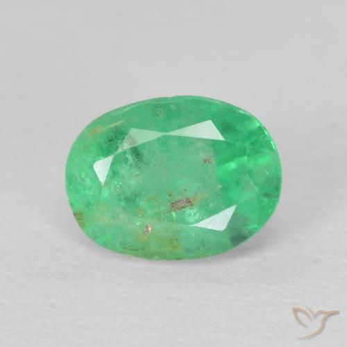 Esmeralda Verde brillante natural de 0.41 ct, Corte Óvalo, VS-SI