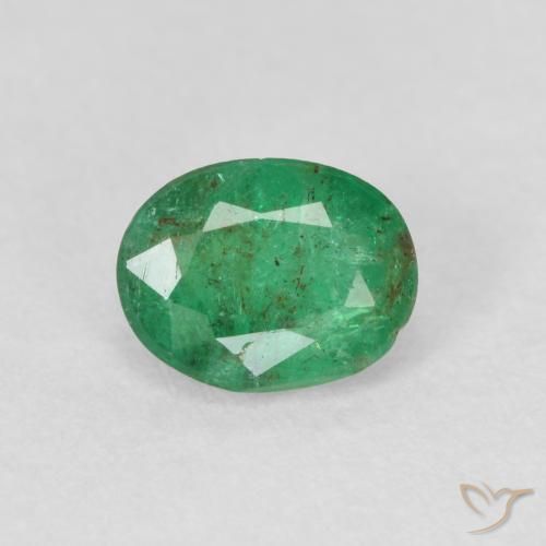 0.60ct Natural Verde claro medio Esmeralda, Ovalada, SI