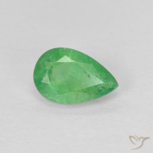 Esmeralda Verde amarillento natural de 0.43 ct, En forma de pera, SI