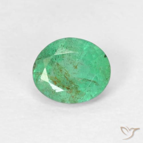 0.39ct Natural Verde azul Esmeralda, Ovalada, SI