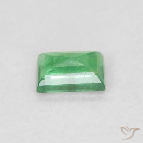 Esmeralda Verde claro natural de 0.20 ct, Corte Baguette, VS-SI