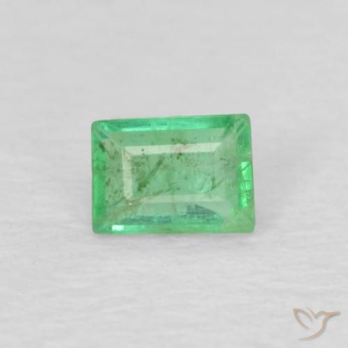 0.15ct Natural Verde eléctrico Esmeralda, Corte Baguette, SI-I1, Photo A