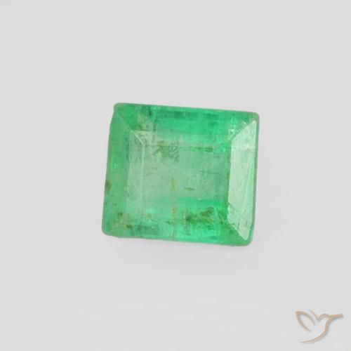 Esmeralda Verde amarillento natural de 0.19 ct, Corte Baguette, SI
