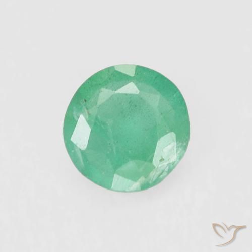 Esmeralda verde natural de 0,16 ct, corte redondo, VS