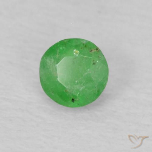 Esmeralda Verde amarillento pálido natural de 0.15 ct, Redondo, VS-SI