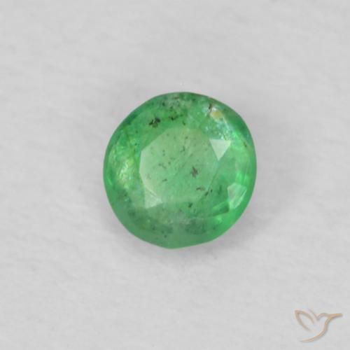 Esmeralda Verde claro natural de 0.12 ct, Redondo, VS-SI