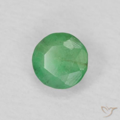 Esmeralda Verde amarillento natural de 0.16 ct, Redondo, VS-SI