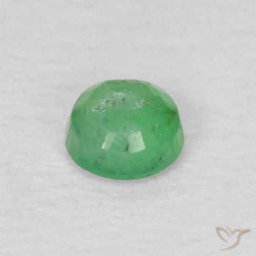 Esmeralda Verde amarillento natural de 0.16 ct, Redondo, VS-SI