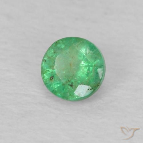 Esmeralda Verde claro natural de 0.15 ct, Redondo, VS-SI