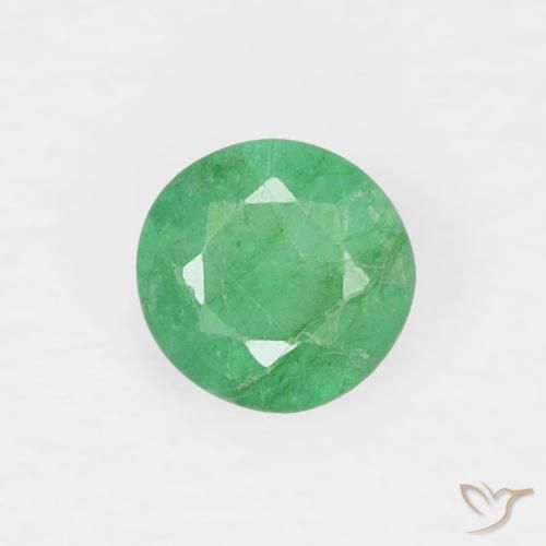 Esmeralda Verde claro natural de 0.14 ct, Corte Redondo, VS