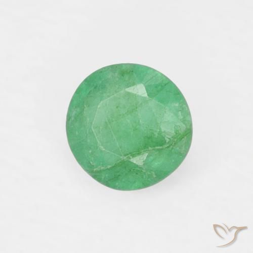 Esmeralda Verde claro natural de 0.14 ct, Corte Redondo, VS